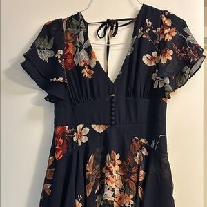 Lulu's Navy Floral Maxi Dress